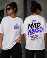 Mad Vibes Graphic T-Shirt — Purple Streetwear Tee with Crown & Smiley