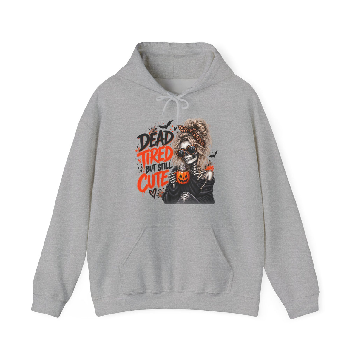 Hoodie — Halloween 'Dead Tired but Still Cute' Sloth Pumpkin Graphic