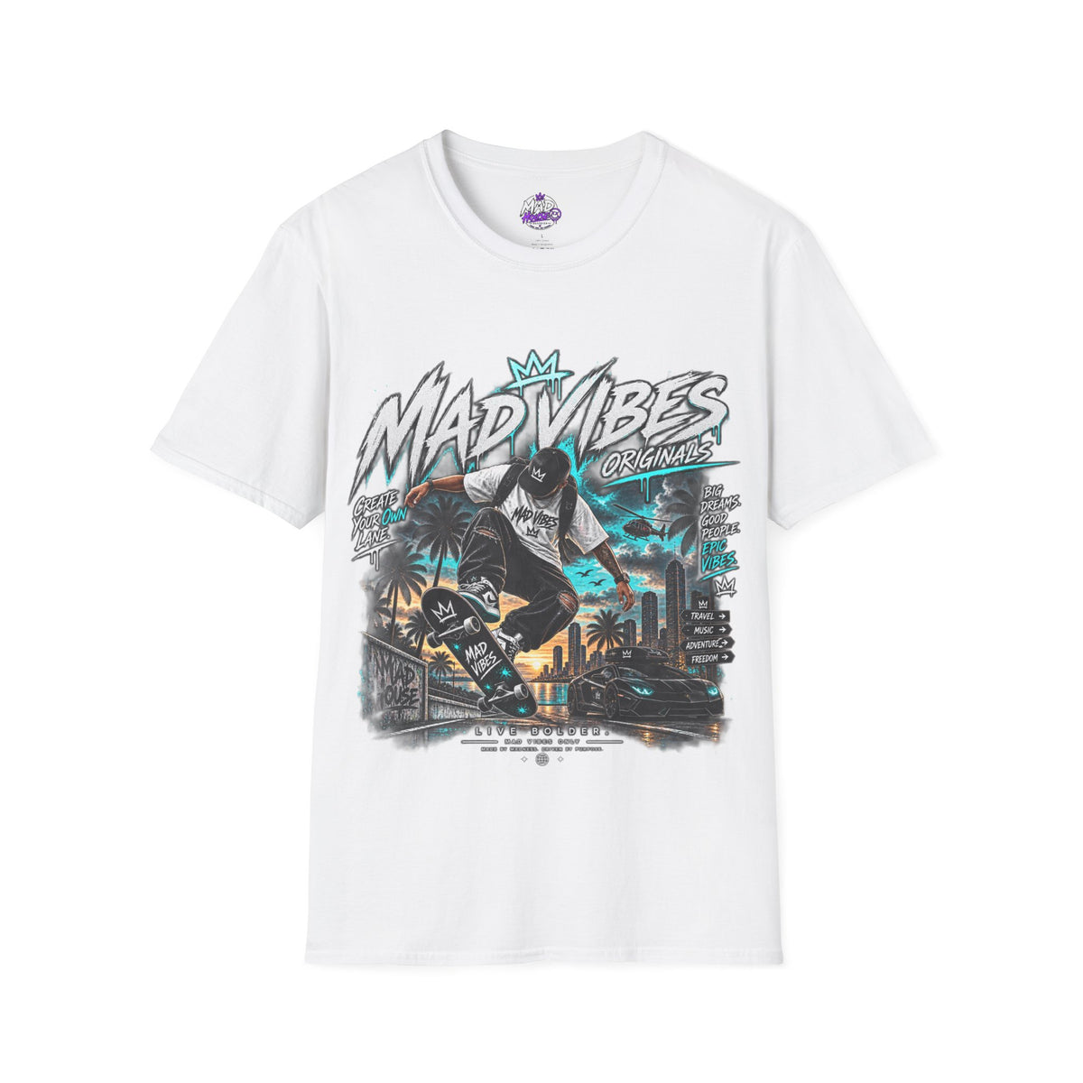 Mad Vibes Skate Graphic T-Shirt – Urban Skateboard Streetwear