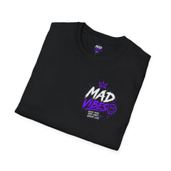 Mad Vibes Graphic T-Shirt — Purple Streetwear Tee with Crown & Smiley